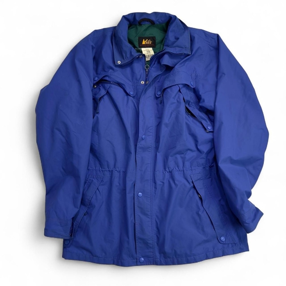 REI Outdoor Jacket Men's Large Tall Blue Nylon Shell Vintage 90s Ski Jacket